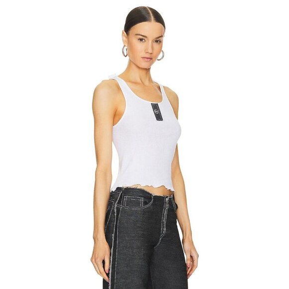 SAMI MIRO VINTAGE Scrap Tank in White & Black Medium New Womens Sleeveless Top - Picture 4 of 13